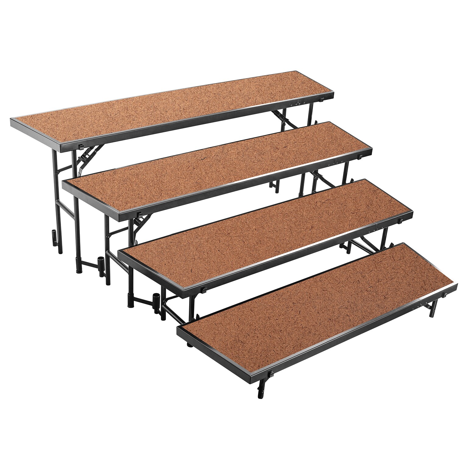 NPS 4-Level Tapered Standing Choral Riser, 72W x 60”-78”L x 32H, Hardboard Floor (RT4LHB)