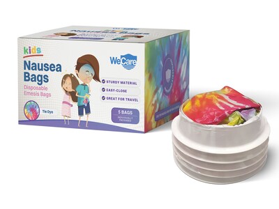 WeCare Tie-Dye Kids' Disposable Emesis Bag for Nausea and Motion Sickness, Multicolor (WC-EMES-T-5)