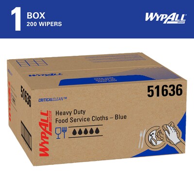 WypAll CriticalClean Fabric Food Service Cloths, 23.5 x 12.5, Blue, 200 Cloths/Pack (51636)