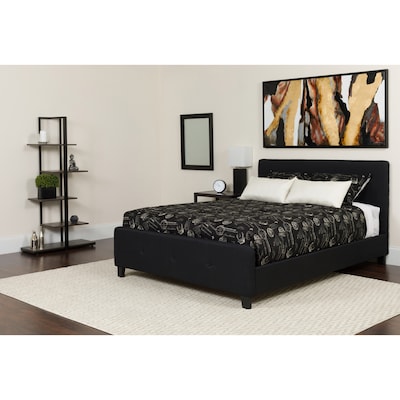 Flash Furniture Tribeca Tufted Upholstered Platform Bed in Black Fabric with Memory Foam Mattress, King (HGBMF24)