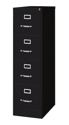 Hirsh Commercial 4-Drawer Vertical File Cabinet, Letter Size, Lockable, 52"H x 15"W x 25"D, Black (14116)
