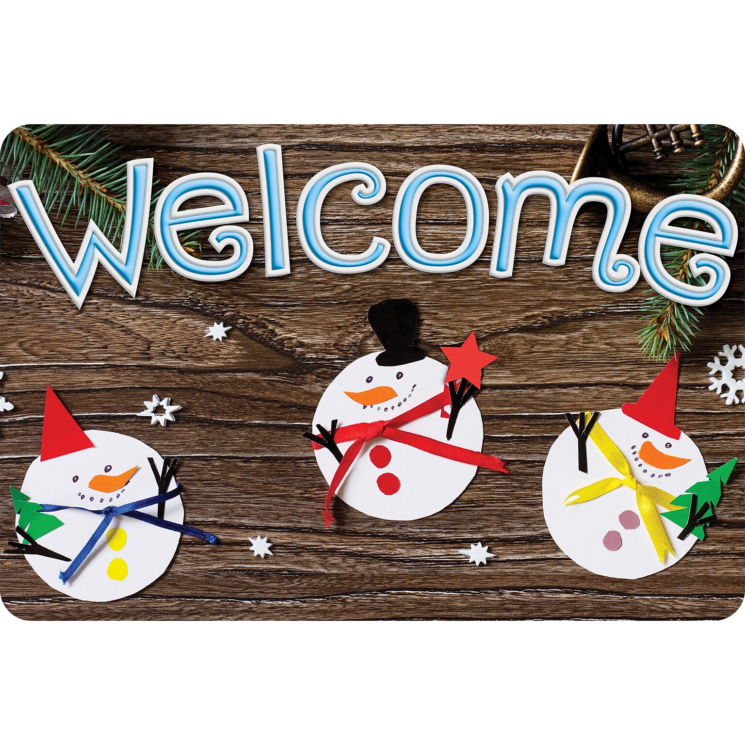 Ashley Productions The Original Fun Mat, Welcome Mat, 15.5 x 23.5, 3 Snowmen Crafted (ASH91577)