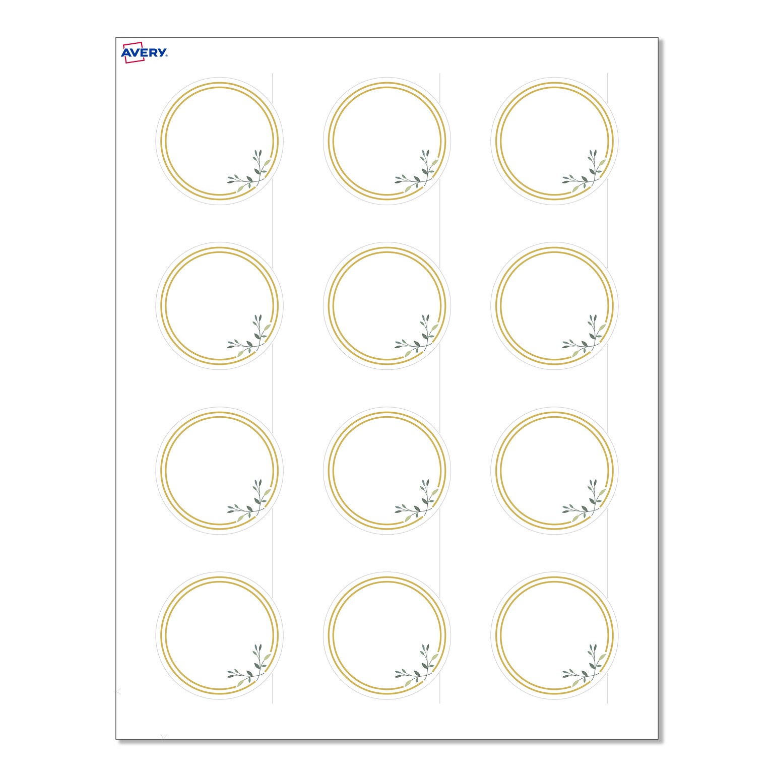 Avery Laser/Inkjet Circle Multipurpose Labels, 2 Dia., White, 120/Pack (S00D2N)