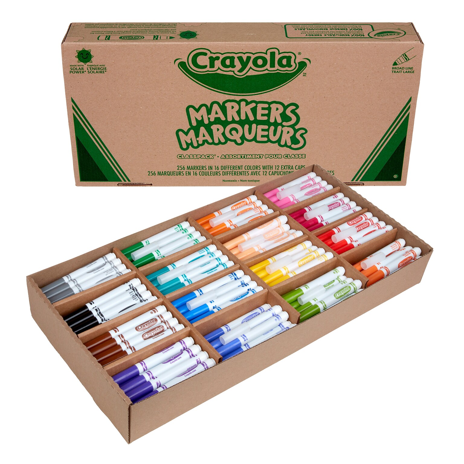 Crayola Kids Markers, Broad Line, Assorted Colors, 256/Carton (58-8201)
