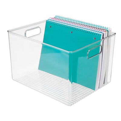 Plastic Storage Bins with Handles for Household Storage and Organization - Ideal for Kitchen, Bathroom, or Home Office