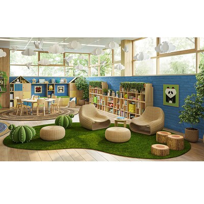 Joy Carpets GreenSpace Polyethylene 6' x 9' Jellybean Machine Tufted Rug, Green (624QQ)