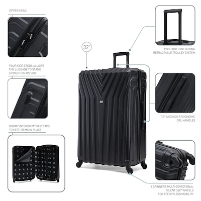 InUSA Vasty 33.86" Hardside Suitcase, 4-Wheeled Spinner, TSA Checkpoint Friendly, Black (IUVAS00XL-BLK)