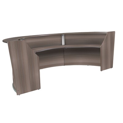 Regency Marque 144"W Curved Reception Desk Workstation, Driftwood Gray (77293GY)