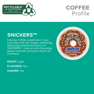 The Original Donut Shop Snickers Coffee Keurig® K-Cup® Pods, Light Roast, 96/Carton (5000367239CT)