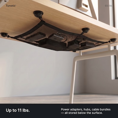 Turonic DM1 Cable Under Desk Net Organizer, Black (DM1)
