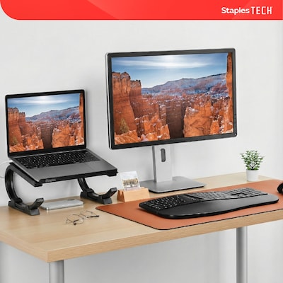 Staples TECH 14.75 x 11.25 Steel Adjustable Laptop Stand, Black (51232)