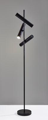 Adesso Greer 71"H Matte Black Floor Lamp with 3 Cylindrical LED Shades (4216-01)