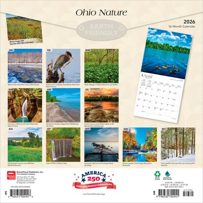 2026 BrownTrout Ohio Nature 12 x 12 Monthly Wall Calendar (9798330704941)