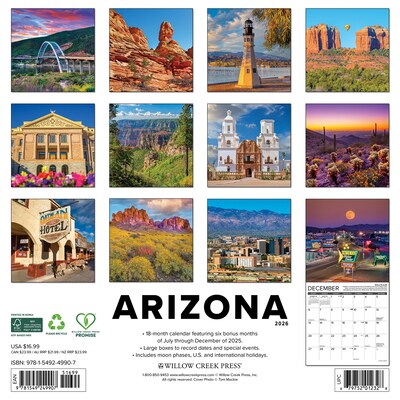 2026 Willow Creek Arizona 12 x 12 Monthly Wall Calendar (49907)