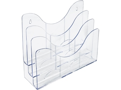 Azar 3-Tier Desktop/Wall Organizer Brochure Holder with Dividers, Clear Plastic (250099)