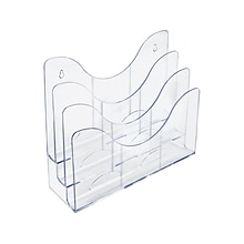 Azar 3-Tier Desktop/Wall Organizer Brochure Holder with Dividers, Clear Plastic (250099)