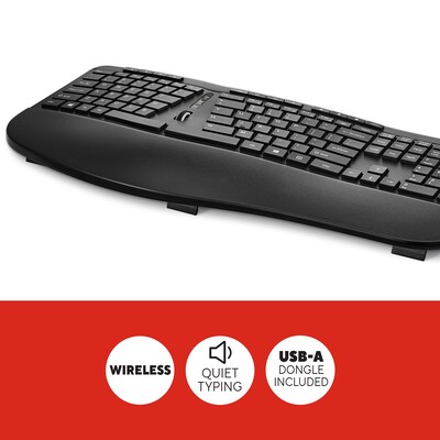 Staples TECH Wireless Ergonomic Keyboard, Black (ST62603)