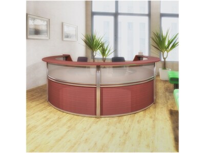 Regency Marque 142"W Curved Reception Desk Workstation, Mahogany (77314MH)