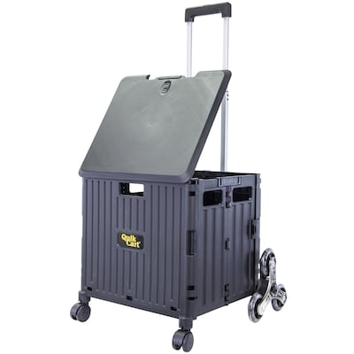 Dbest Stair Climber Quik Cart Swing Lid Four Swivel Wheeled Rolling Crate Teacher Utility, Sky Black (01-955)