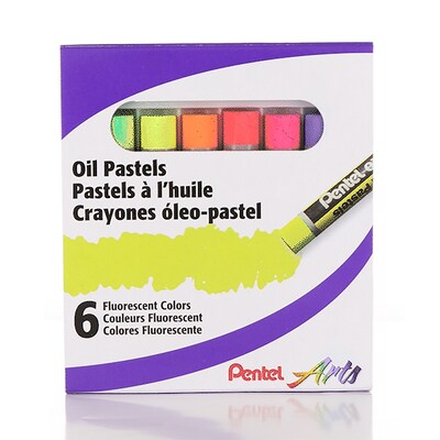 Pentel Arts Oil Pastels, Fluorescent, 6/Pack, 6 Packs/Bundle (PTAPHNF6-6)