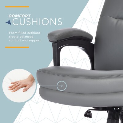 Click365 Classic Ergonomic Bonded Leather Executive Big & Tall Chair, 350 lb. Capacity, Gray (CCHR10023D)