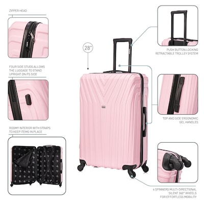 InUSA Vasty 30.31" Hardside Suitcase, 4-Wheeled Spinner, TSA Checkpoint Friendly, Pink (IUVAS00L-PNK)