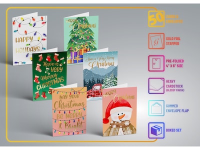 Better Office Christmas Cards, 4 x 6, 50/Pack (64656-50PK)