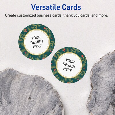 Avery Gold-Teal Berries Matte Blank Card, White, 120/Pack (S00-FF6)