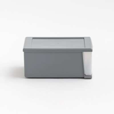 Iris Stackable Plastic Storage Bin with Drawer, Gray, 5/Pack (500162)