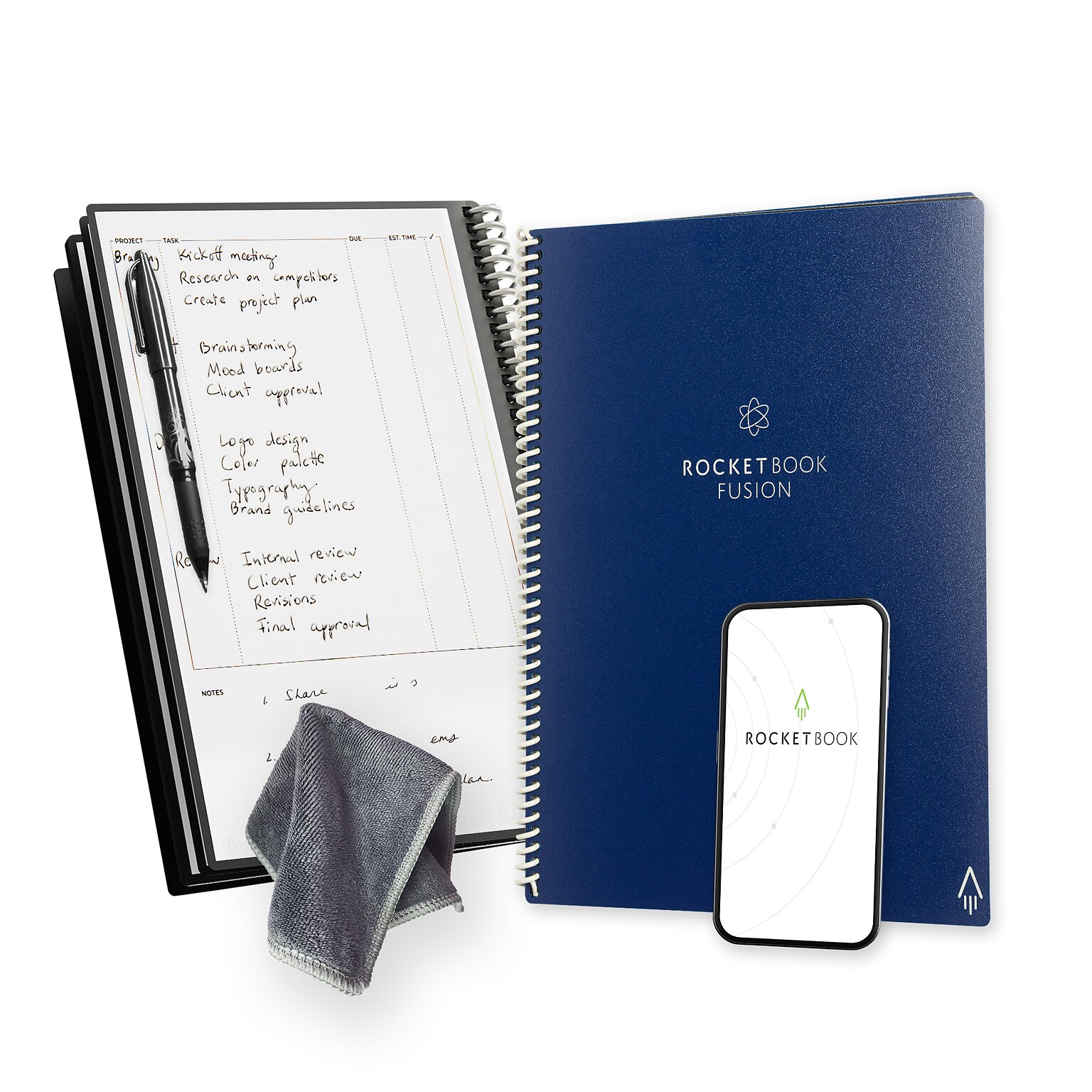 Rocketbook Fusion Reusable Notebook Planner Combo, 8.5 x 11, 42 Sheets, Blue (EVRF-L-RC-CDF-FR)