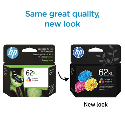 HP 62XL Tri-Color High Yield Ink Cartridge, Print Up to 415 Pages (C2P07AN#140)