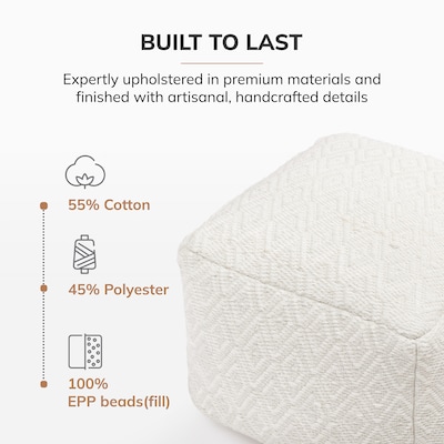 Anji Mountain Cherokee Ivory Fabric Rectangular Pouf Ottoman (AMBPF153-2014)