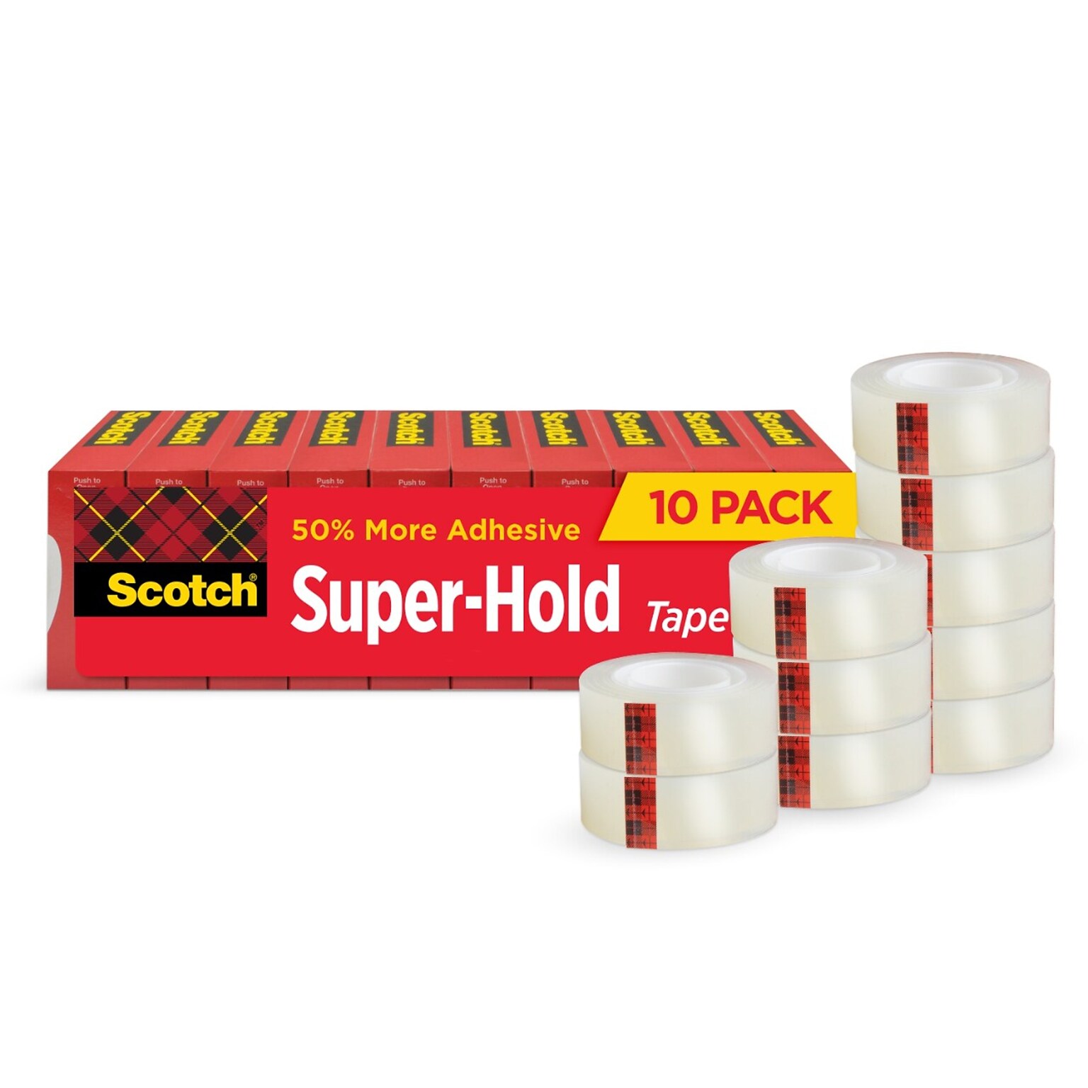 Scotch Super-Hold Transparent Clear Tape Refill, 0.75 x 27.77 yds., 1 Core, Clear, 10 Rolls/Pack (700K10)