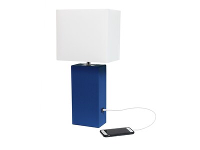 Lalia Home Lexington Table Lamp, Blue Faux Leather (LHT-3012-BL)