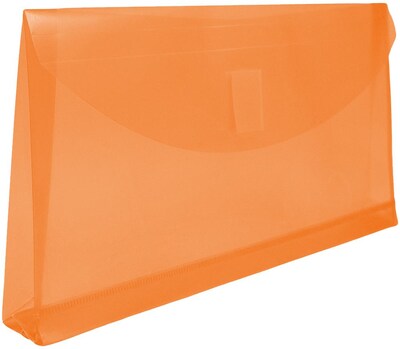 JAM Paper Premium Plastic Filing Envelope with Hook & Loop Closure, 5 1/4 x 10, Orange, 3/Pack (921V1ORX3)