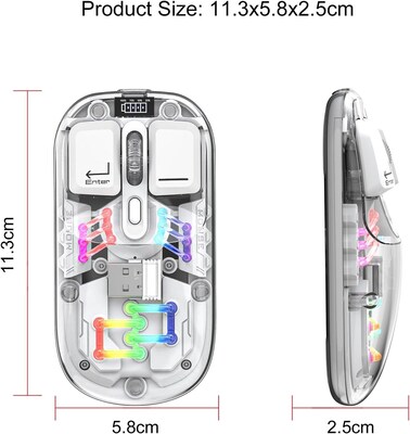 SaharaCase Cyberpunk Wireless Ergonomic Laser Mouse, Clear (KB69)