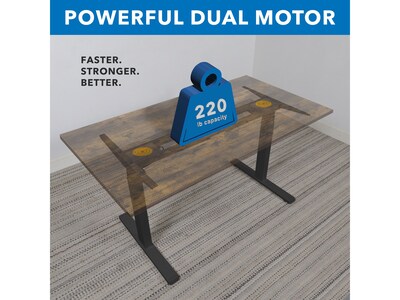 Mount-It! Ultimate 55"W Electric Rectangular Adjustable Standing Desk, Oak/Black (MI-18082)