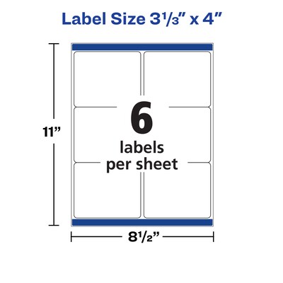 Avery Waterproof Laser Shipping Labels, 3-1/3" x 4", Matte White, 300 Labels/Box (5524)