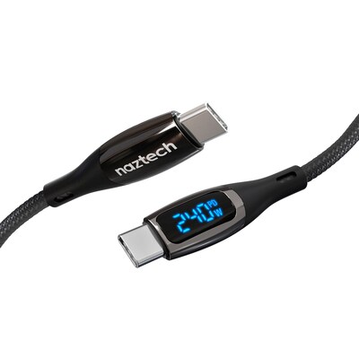 Naztech DigiWATT USB-C to USB-C Digital LED Cable, 6 ft., Black (16104)