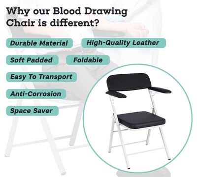 Viva Comfort Portable Phlebotomy Blood Drawing Chair, Black (ADI997-03-BLK-MK)