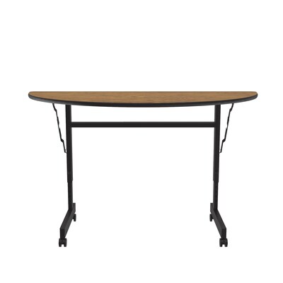 Correll Econoline 48W x 24D Adjustable Foldable Training Room Table, Laminate, With Wheels, Medium Oak (FTM2448TFHR06)