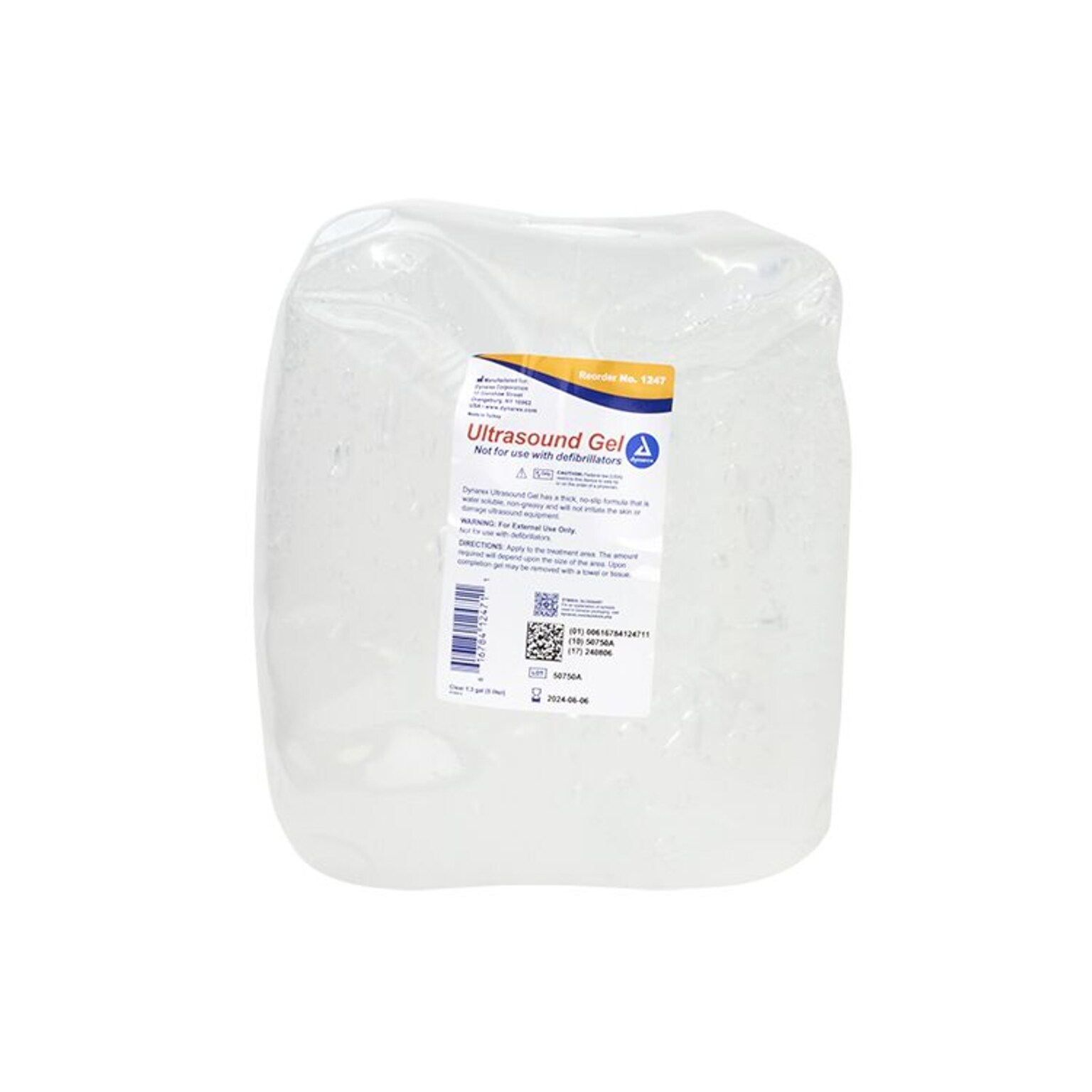 Dynarex Ultrasound Gel, 1.3 gal., Clear, 4/Carton (1247)