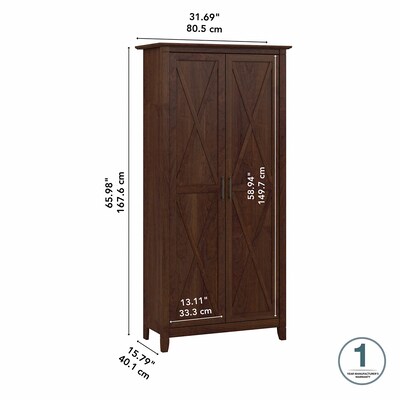 Bush Furniture Key West 66" Tall Storage Cabinet with Doors and 5 Shelves, Bing Cherry (KWS266BC-03)