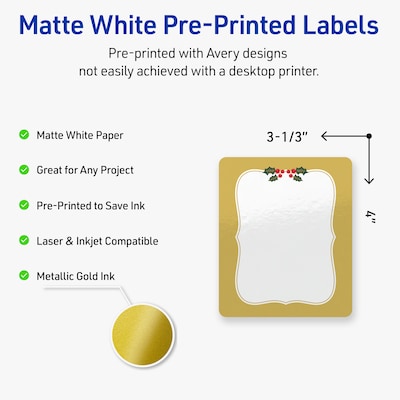 Avery Rectangle Multipurpose Labels, 4 x 3-1/3, White, 40/Pack (19479370470)