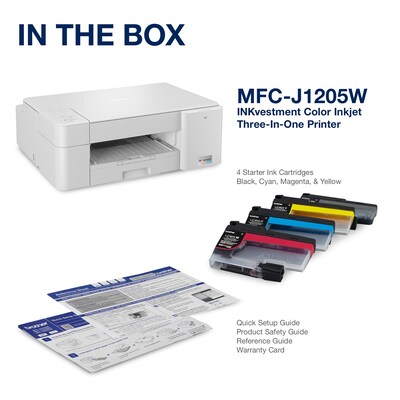 Brother INKvestment Tank MFC-J1205W Wireless Color Inkjet Printer, All-In-One Supertank, Print, Scan, Copy