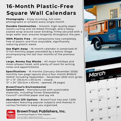 2026 BrownTrout Classic Ford Pickups 12" x 12" Monthly Wall Calendar (9798330701612)