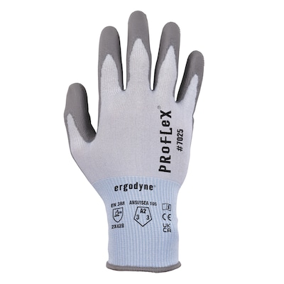 Ergodyne ProFlex 7025 PU Coated Cut-Resistant Gloves, ANSI A2, Blue, Large, 1 Pair (10434)