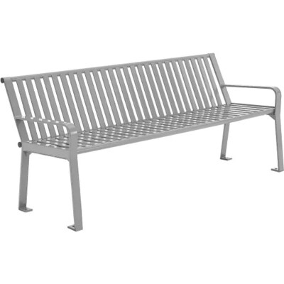 Global Industrial 6 Outdoor Bench w/ Back, Vertical Steel Slat, Gray (694854GYKD)