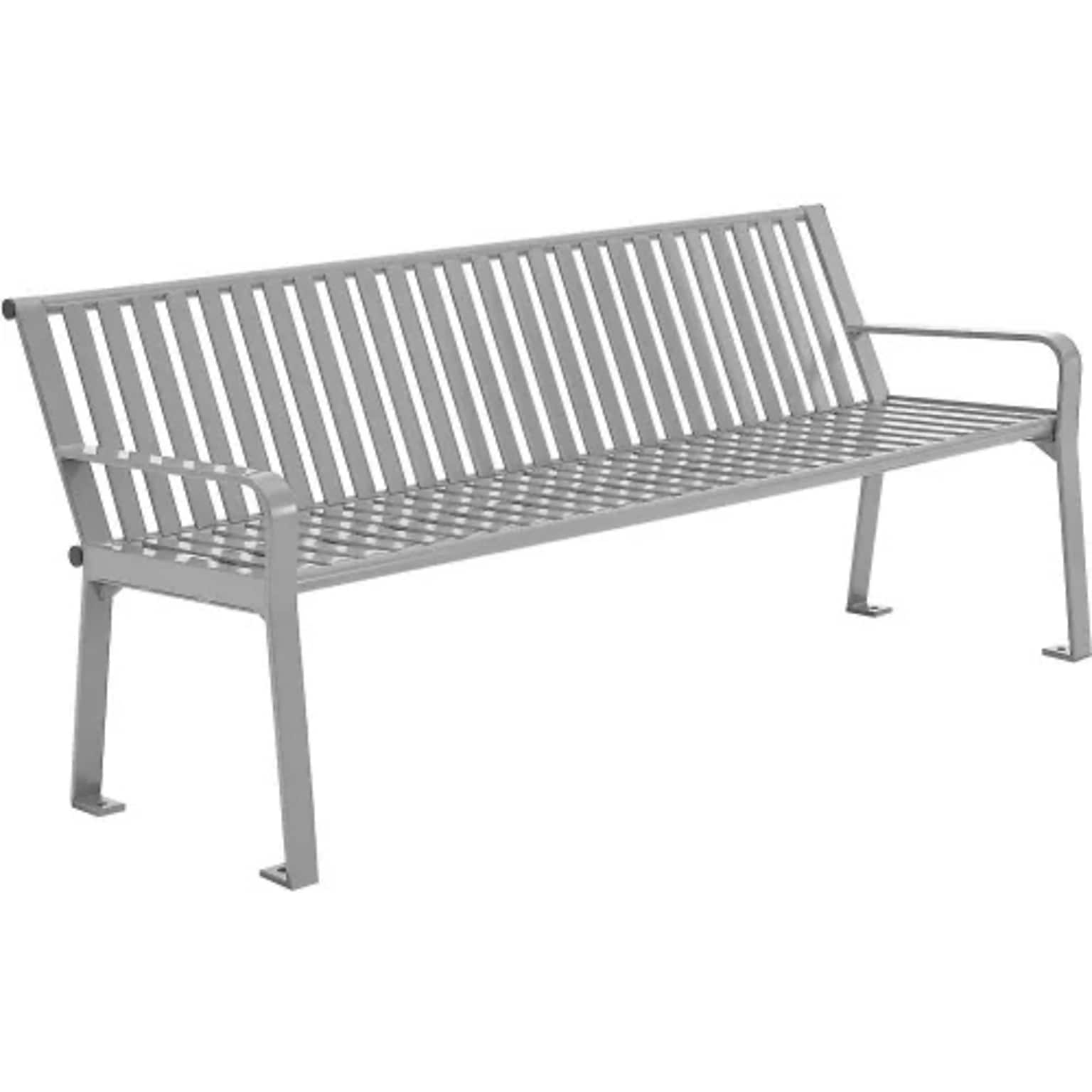 Global Industrial 6 Outdoor Bench w/ Back, Vertical Steel Slat, Gray (694854GYKD)