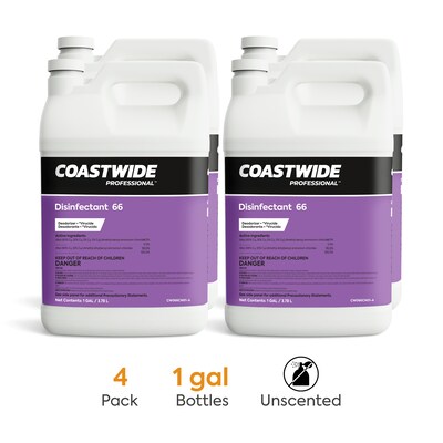 Coastwide Professional 66 Disinfectant and Sanitizer, 1 Gallon, 4/Carton (CW066CN01-A)